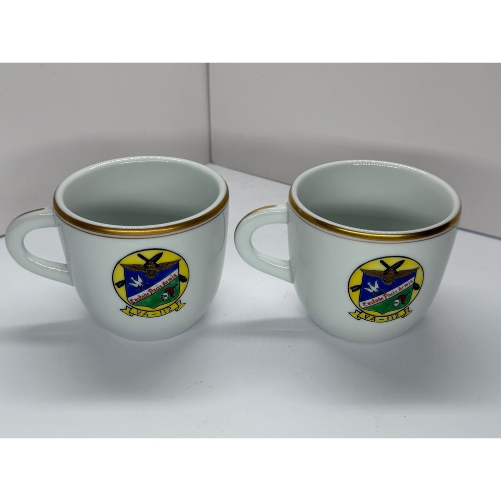 Fukagawa Arita Japan US Navy VA-112 Attack Squadron Coffee Cups Set of 2 Jim V.